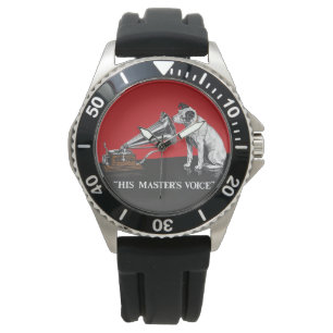 His Master's Voice Red & Black Vintage Watch