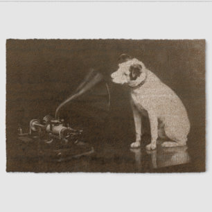 His Master's Voice Vintage Black & White Fiber Doormat