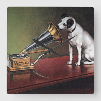 HIs Master's Voice Vintage Color Square Wall Clock