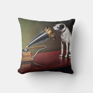 His Master's Voice Vintage Color Throw Pillow