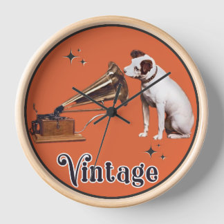 His Master's Voice Vintage Orange Clock