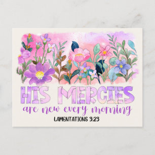 His Mercies Are New Christian Bible Spring Flowers Postcard