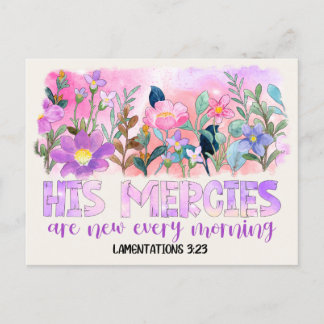His Mercies Are New Christian Bible Spring Flowers Postcard