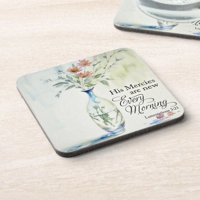 His mercies are new every morning beverage coaster (Left Side)