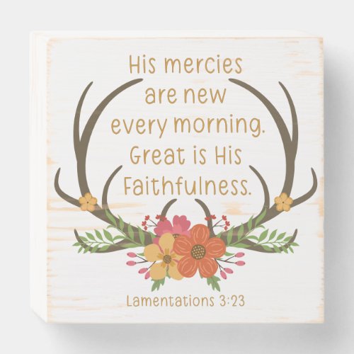 His Mercies are New Every Morning Lamentations Wooden Box Sign
