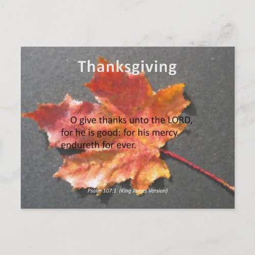 His Mercy Endureth Thanksgiving Psalm 1071 Holiday Postcard