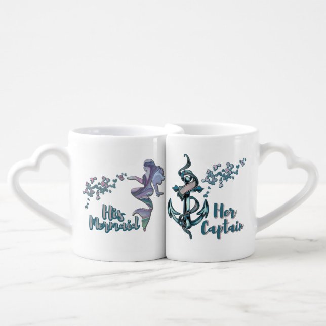 HIS MERMAID / HER CAPTAIN COFFEE MUGS SET (Front Nesting)