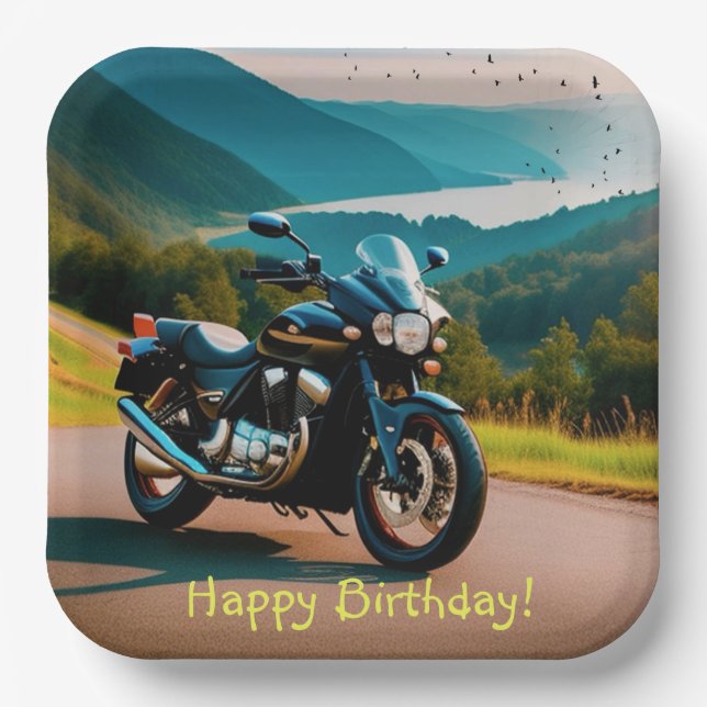 His Motorcycle Paper Plates (Front)