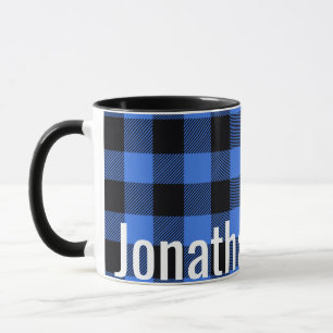 His mug Simple Blue Black Buffalo Plaid
