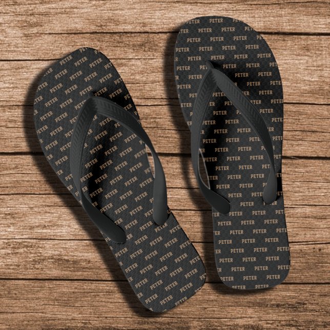 His Name Elegant Pattern Black Flip Flops (Creator Uploaded)