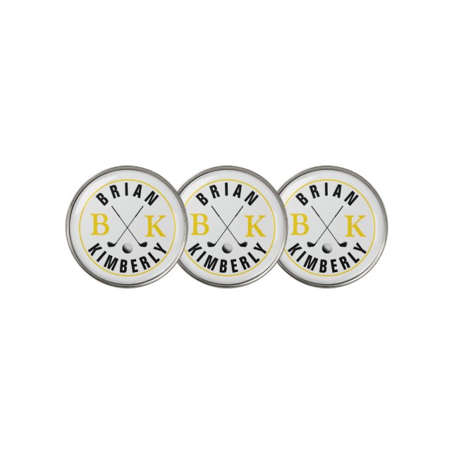 his name & initials monogrammed mark golf ball marker (3 Up)