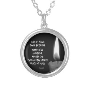 His Name Shall Be Called Wonderful Bible Verse Silver Plated Necklace