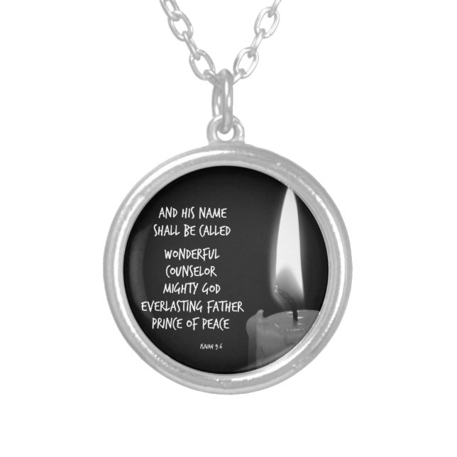 His Name Shall Be Called Wonderful Bible Verse Silver Plated Necklace (Front)