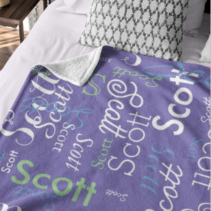 His Name Typography periwinkle color Fleece Blanket