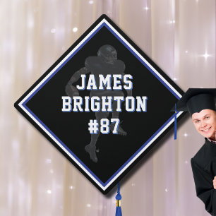 His Name with Football Jersey Number Graduation Cap Topper
