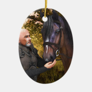 His Noble Steed - A Knight and His Horse Ceramic Ornament