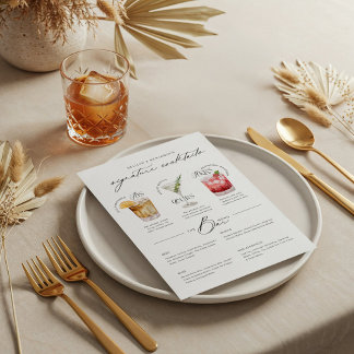 His Ours & Hers Watercolor Signature Cocktail Menu
