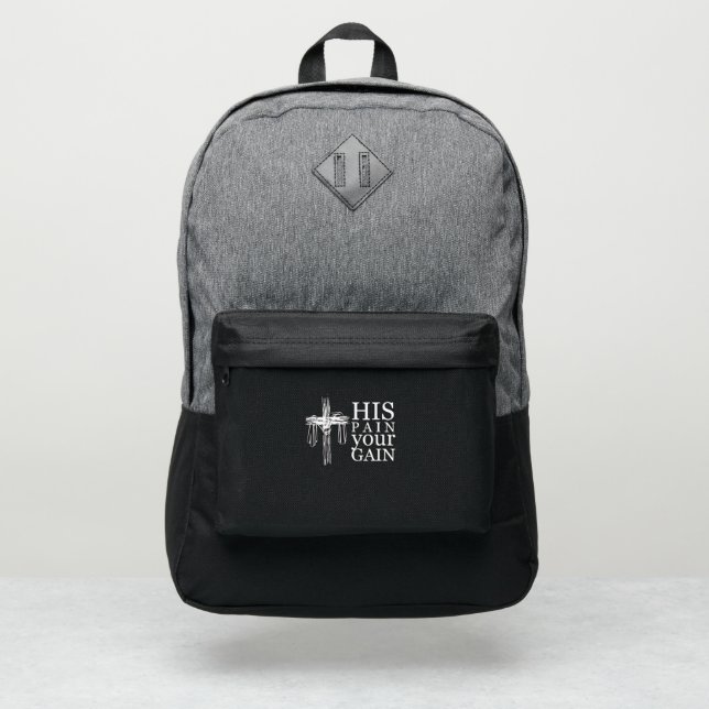 His Pain Your Gain Jesus Religion Christian Port Authority® Backpack (Front)