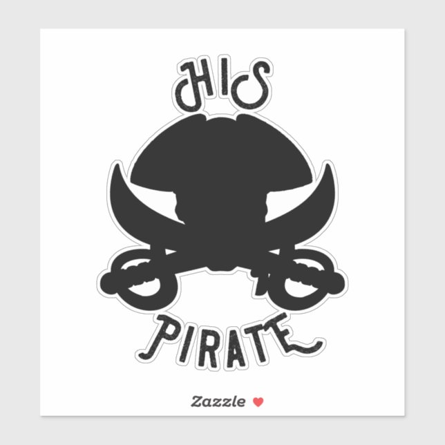 HIS Pirate Black Crossbones Skull & Sword Sticker (Sheet)