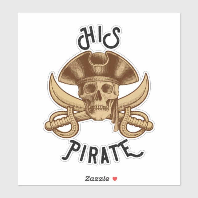 HIS Pirate Vintage Crossbones Skull & Sword  Sticker (Sheet)