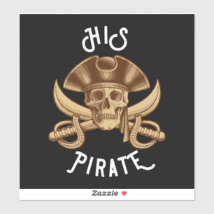 HIS Pirate Vintage Skull & Sword Black Sticker