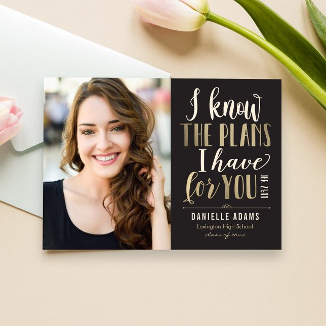 His Plans EDITABLE COLOR Graduation Announcement (Creator Uploaded)