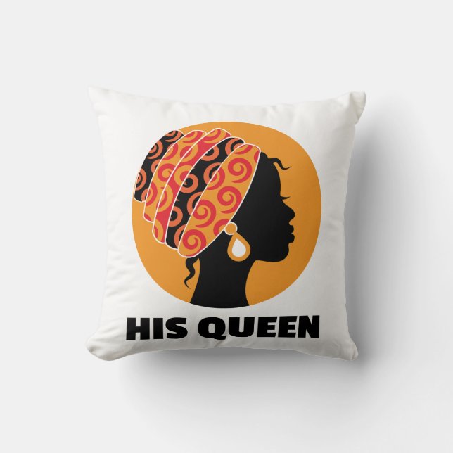 His Queen – African American Black Queen Design Throw Pillow (Front)