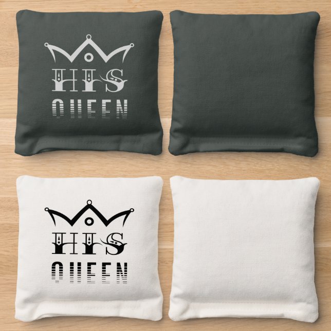 His Queen Cornhole Bags (Wood)
