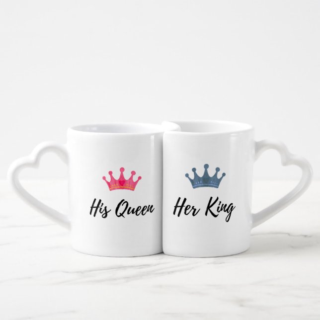His Qween. Her King Couple  Mug Set (Front Nesting)