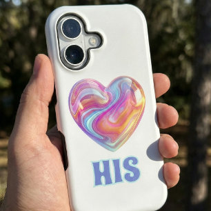 His Rainbow Swirl Heart - Cute Couples Matching iPhone 17 Case