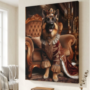His Royal Majesty German Shepherd Portrait Faux Canvas Print