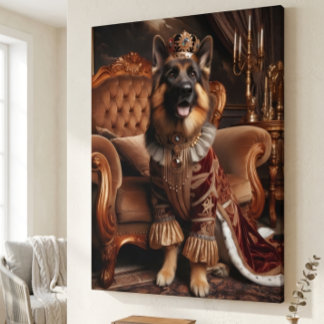 His Royal Majesty German Shepherd Portrait Faux Canvas Print