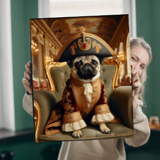 His Royal Snubness Pug Portrait Faux Canvas Print