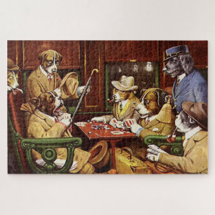 His Station and Four Aces Dogs Playing Poker Jigsaw Puzzle