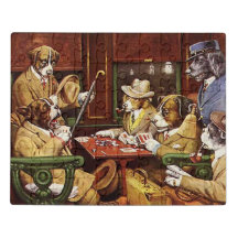 His Station and Four Aces Dogs Playing Poker