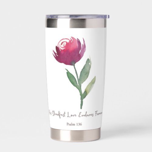 His steadfast Love watercolor red rose   Insulated Tumbler