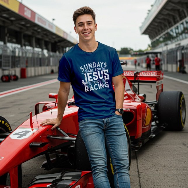 His "Sundays are for Jesus and Racing" T-Shirt (Creator Uploaded)