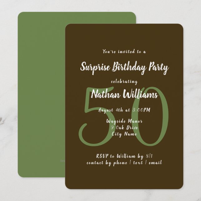 His Surprise Birthday Party Template Invitation (Front/Back)
