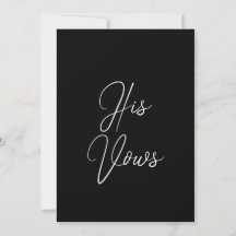 His Vow Card | Wedding Vow Booklet for Groom
