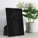 His Vows Elegant Mr. Newlyweds Wedding Vows Black Plaque<br><div class="desc">Newlyweds Mr. his wedding day vows keepsake black plaque to always remember your special day and your love and promise to each other. Design features "Mr." in an elegant calligraphy script and personalized with last name,  wedding date,  and his wedding vows on a rich and elegant black canvas.</div>