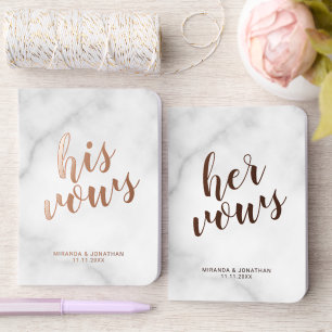 "His Vows & Her Vows" Elegant Wedding Rose Gold Foil Vow Books