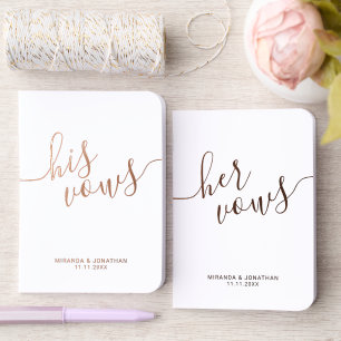 "His Vows & Her Vows" Elegant Wedding Rose Gold Foil Vow Books