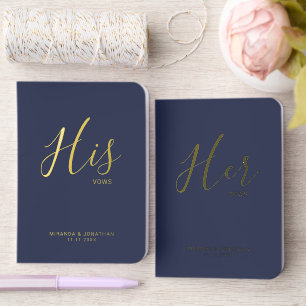 "His Vows & Her Vows" Elegant Wedding Vows Gold Foil Vow Books