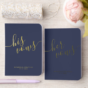 "His Vows & Her Vows" Elegant Wedding Vows Gold Foil Vow Books