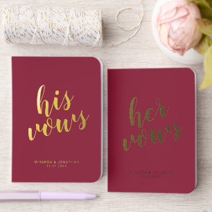 "His Vows & Her Vows" Elegant Wedding Vows Gold Foil Vow Books