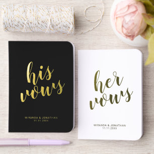 "His Vows & Her Vows" Elegant Wedding Vows Gold Foil Vow Books