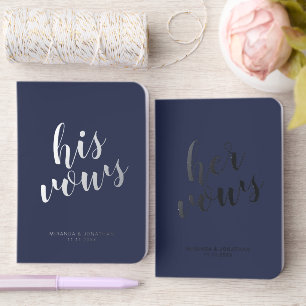 "His Vows & Her Vows" Elegant Wedding Vows Silver Foil Vow Books