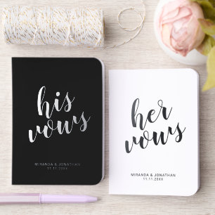 "His Vows & Her Vows" Elegant Wedding Vows Silver Foil Vow Books