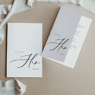 His Vows Modern Minimalist Wedding Vows Card