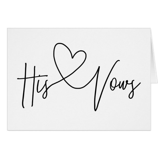 His Vows Wedding Day Heart Card (Front Horizontal)
